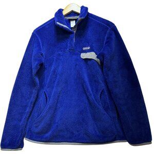 Patagonia Women's Fleece 1/4 Snap Pullover Sweater Long Sleeve Size L Blue